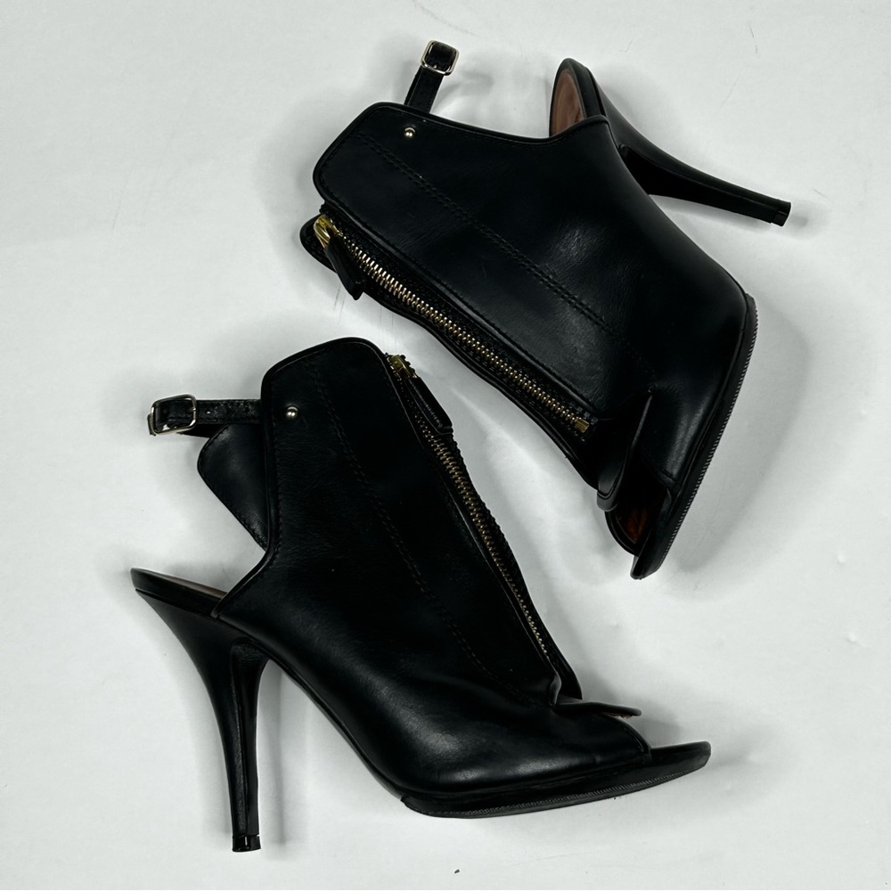 Givenchy peep toe sling back genuine leather front zipper closure buckle…